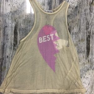 Wildfox Cream and Pink Heart Tank Size Small